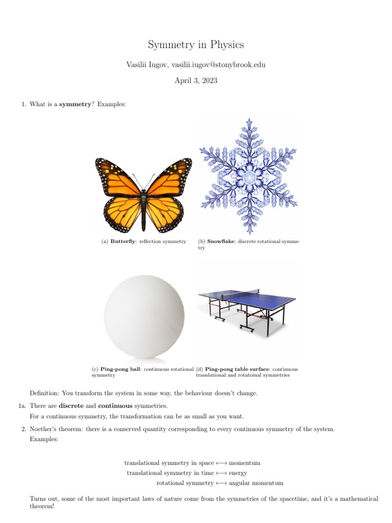 Symmetry in Physics Handout PDF