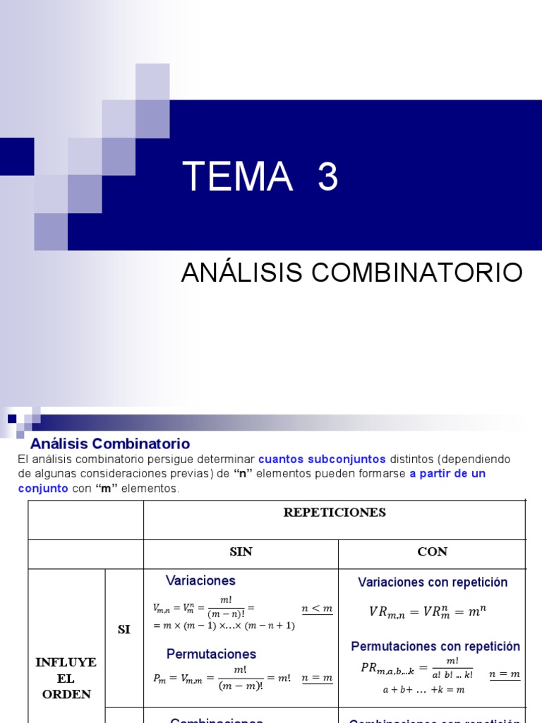 01 - Tema 03 - Análisis Combinatorio | PDF | Matemática