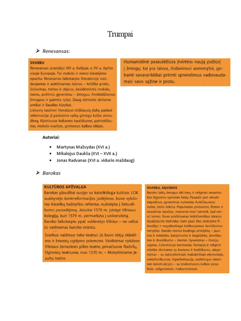 Trumpai Egzaminui | PDF
