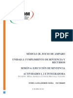 Módulo 20. Juicio de Amparo Unidad 3. Cumplimiento de Sentencia Y Recursos Sesión 6. Ejecución de Sentencia Actividades 1, 2 E Integradora