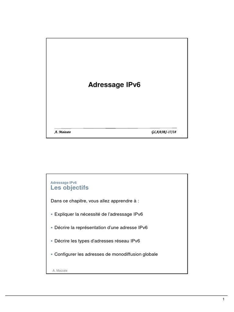 Introduction à l'adressage IPv6 | PDF | I Pv6 | Adresse IP