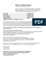 Tarifario HOTEL AVENIDA TERMAS - 1 Junio Al 30 de Junio de 2023