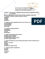 Evaluación de Religión para 3º