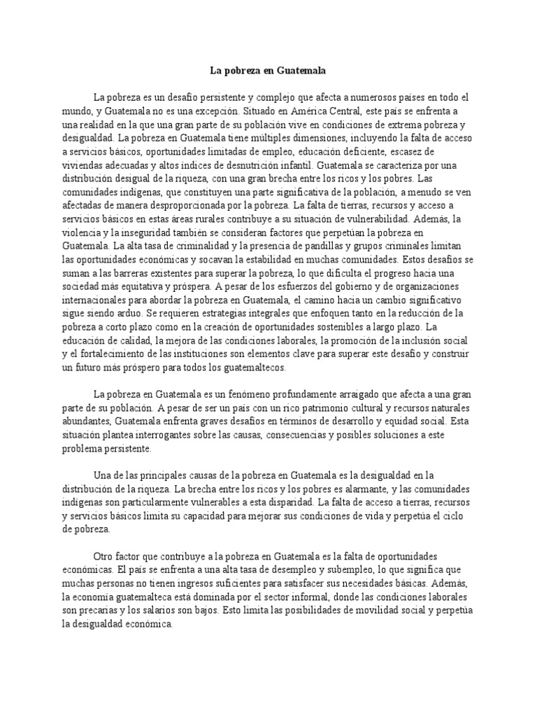 Soluciones a la pobreza en Guatemala | PDF | Pobreza | Pobreza e indigencia