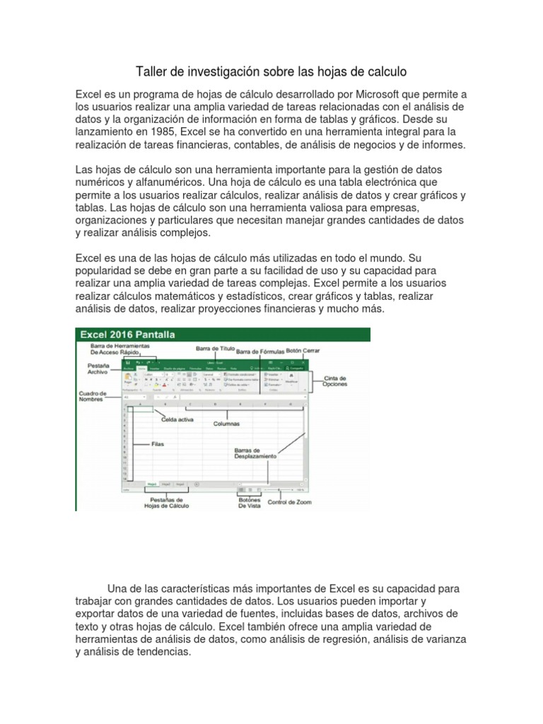 Taller sobre Hojas de Cálculo en Excel | PDF | Microsoft Excel | Hoja ...