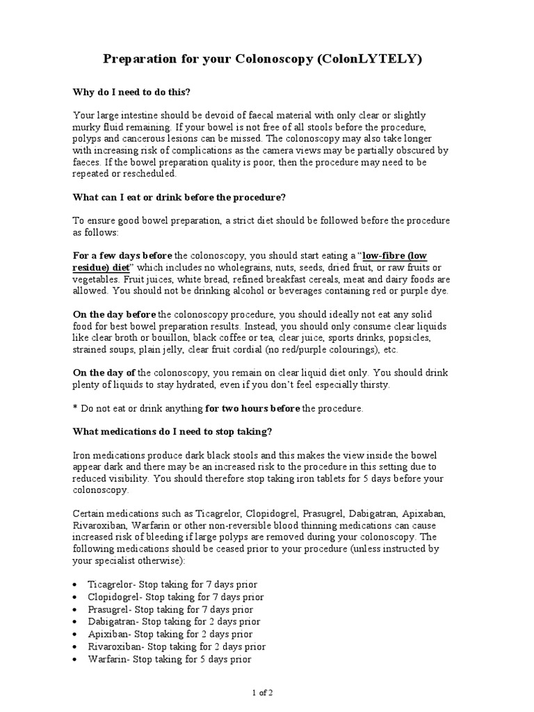 ColonLYTELY Preparation Guide | PDF | Colonoscopy | Drink