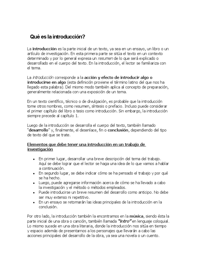 Definición de la Introducción | PDF | Ensayos | Cognición