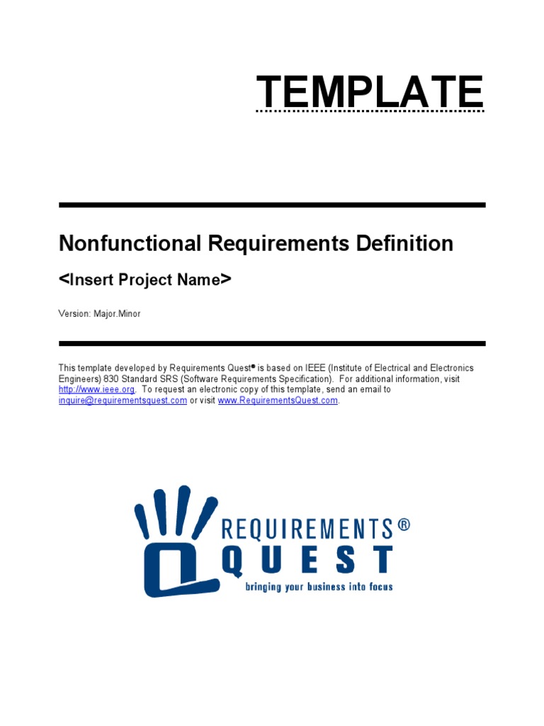 MAXWELL Nonfunctional Requirements Definition Template PDF System