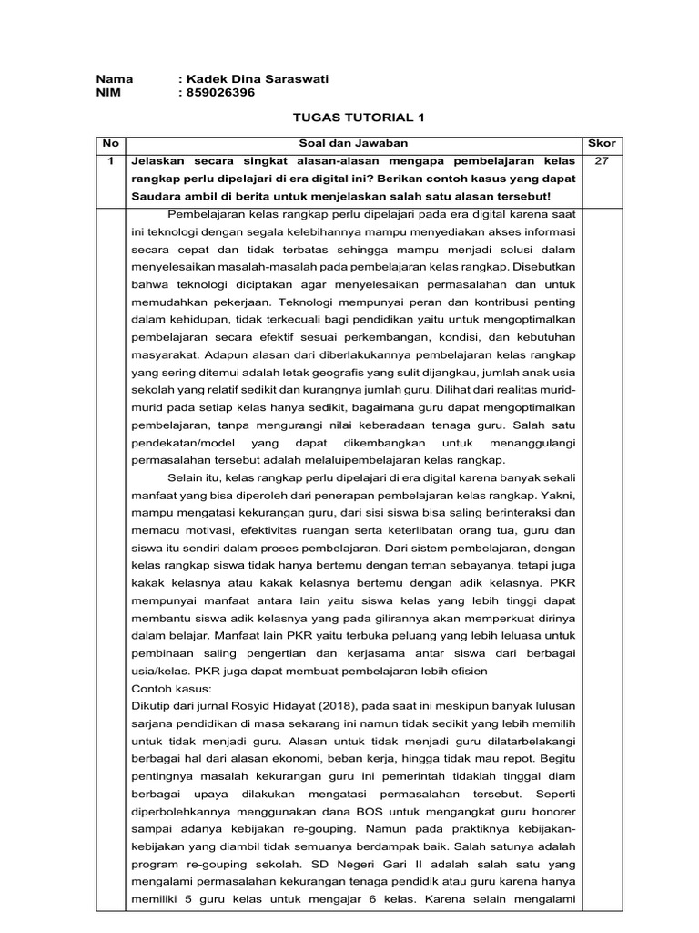 Keuntungan Pembelajaran Kelas Rangkap | PDF