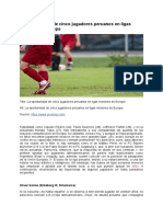 La Oportunidad de Cinco Jugadores Peruanos en Ligas Menores de Europa