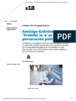 Kalinowski - Prohibir La 'E' Es Persecución Política