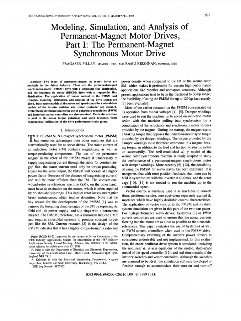 PMSM Drive Modeling and Simulation | PDF