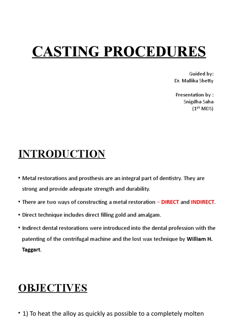 Casting Procedures Snigdha | PDF