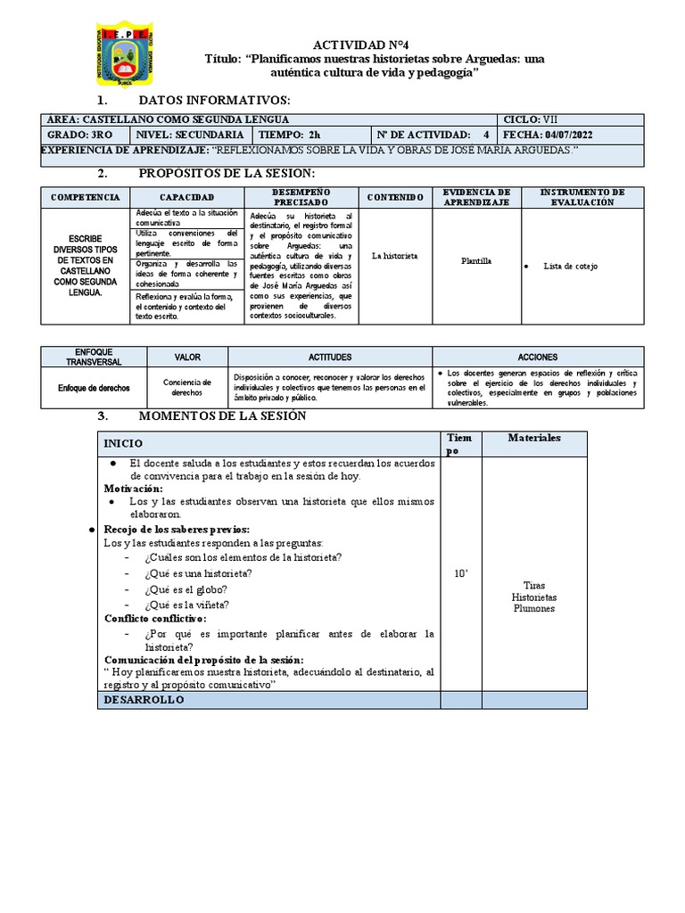 Actividad N 4 Pdf Cómics Evaluación