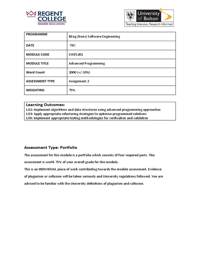 SWE5201 Advanced Programming - Assignment 2 | PDF | Computer ...