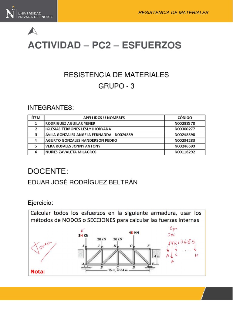 PC2 - Esfuerzos - Grupo 3 | PDF
