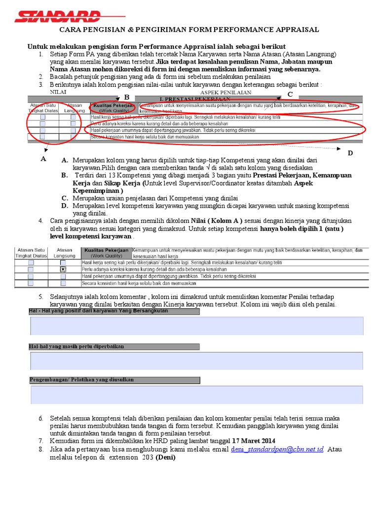 Cara Isi Form Penilaian Kinerja | PDF