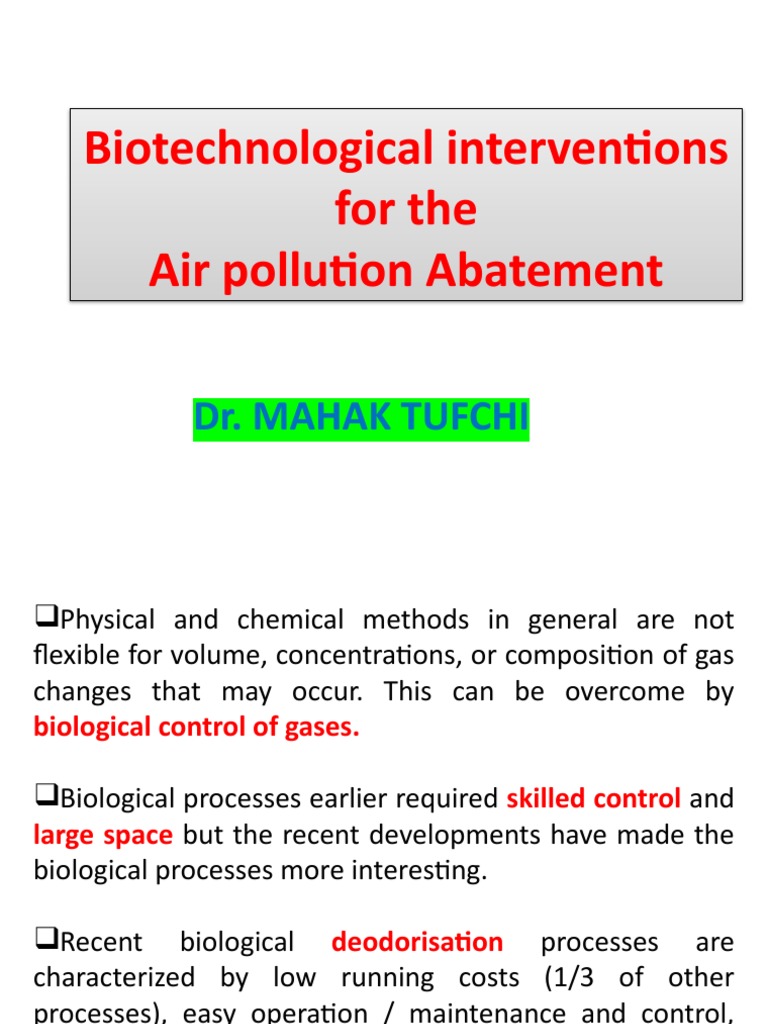 Biotechnological Air Pollution Abatement | PDF