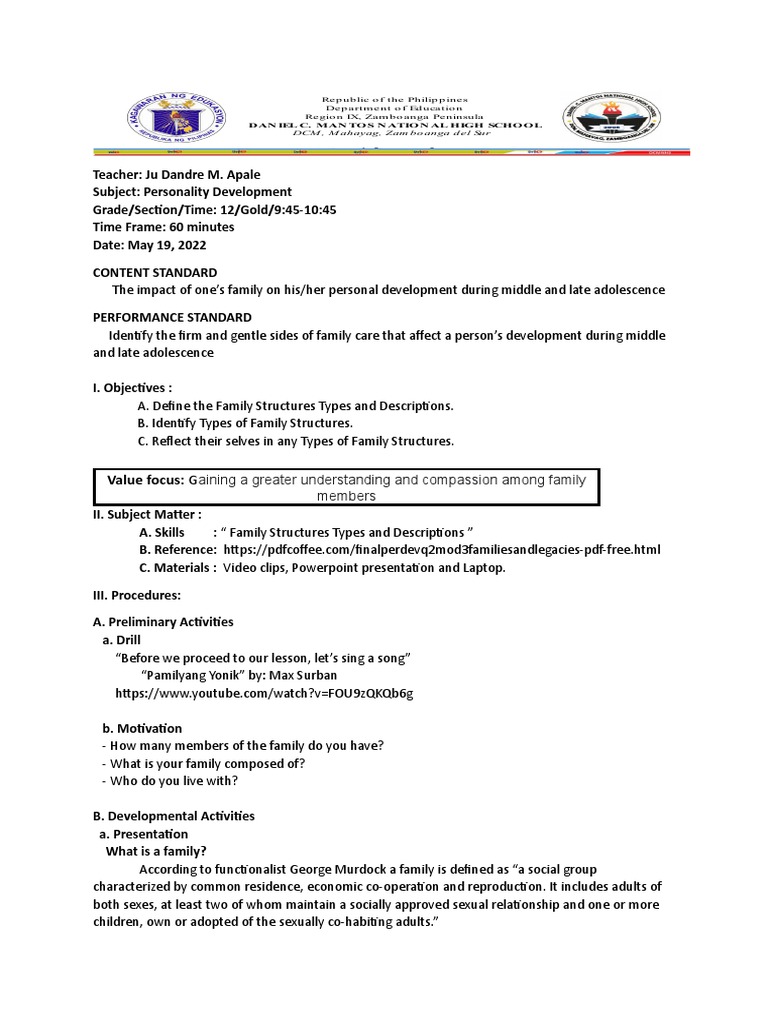 Lesson Plan Perdev Cot Pdf