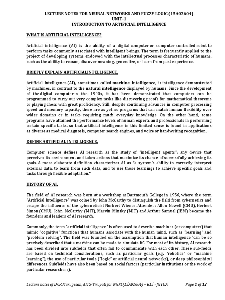AI and Fuzzy Logic Overview | PDF | Neuron | Axon