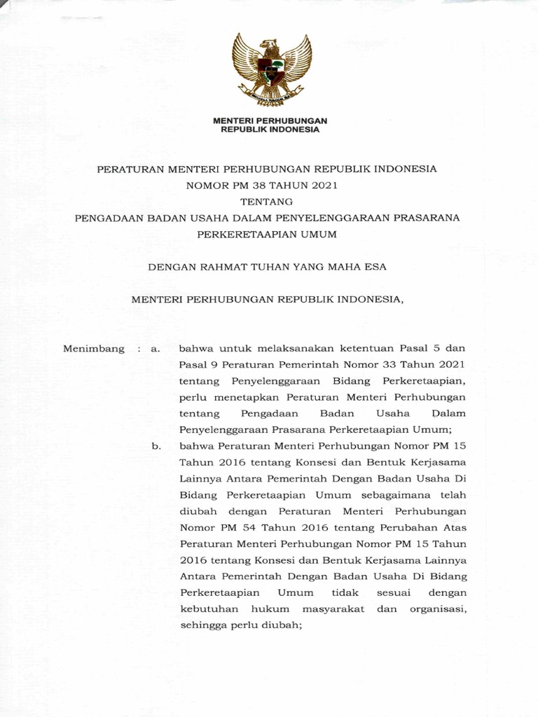 PM 38 Tahun 2021 | PDF