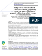 The Impact of Readability of CSR On Credibility As Perceived by Generalist Versus