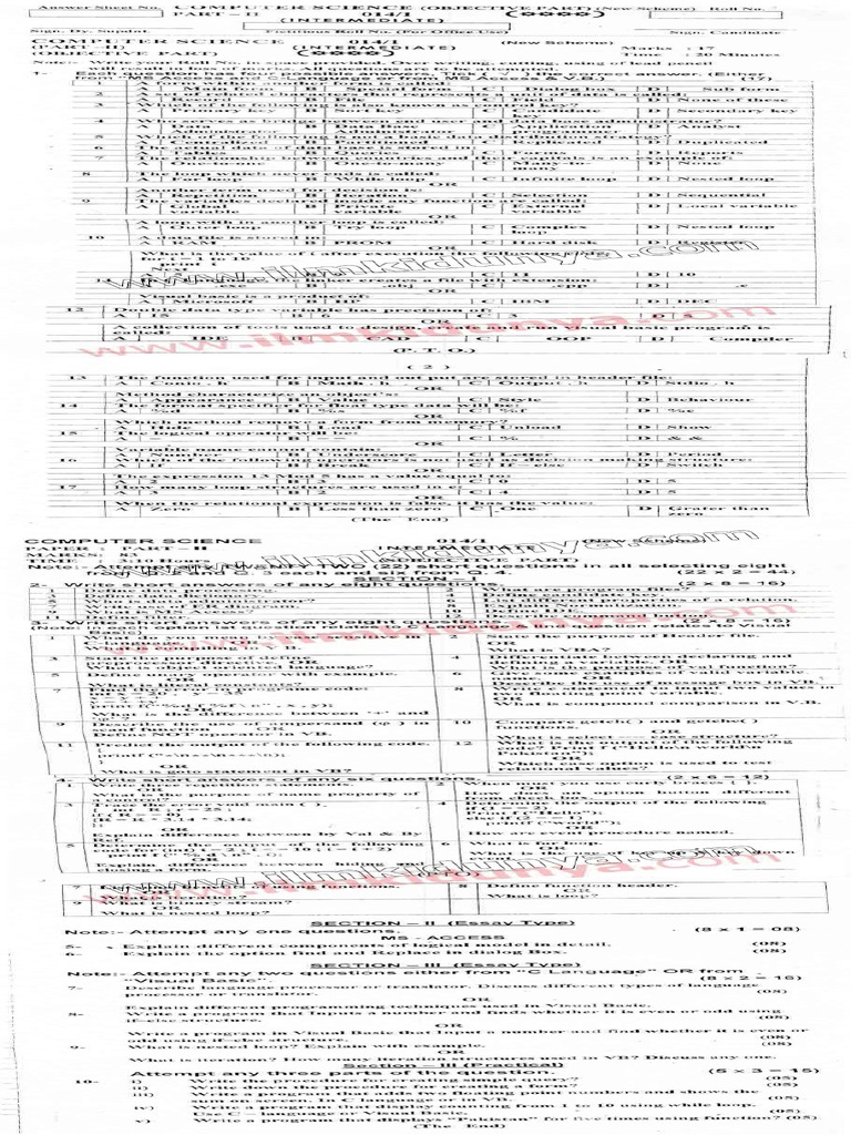 Past Papers 2014 AJK Board Inter Part 2 Computer Science | PDF