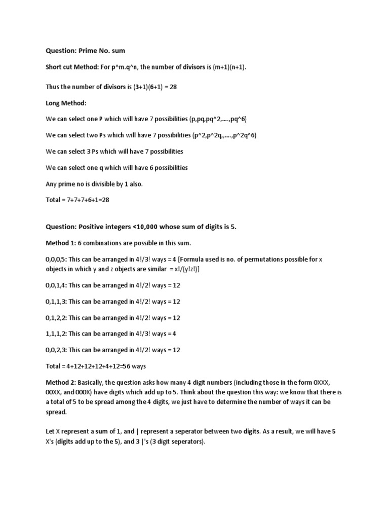 Prime Number Sums and Combinatorial Methods | PDF | Teaching Methods ...
