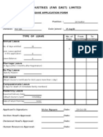 Mast Industries (Far East) Limited: Leave Application Form