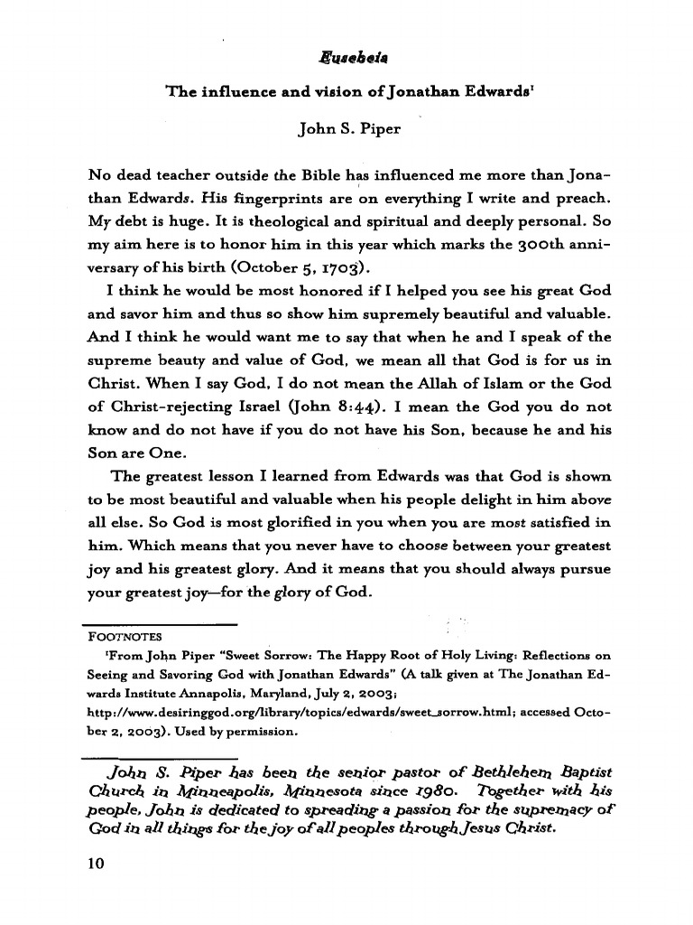 The Influence and Vision of Jonathan Edward's PDF