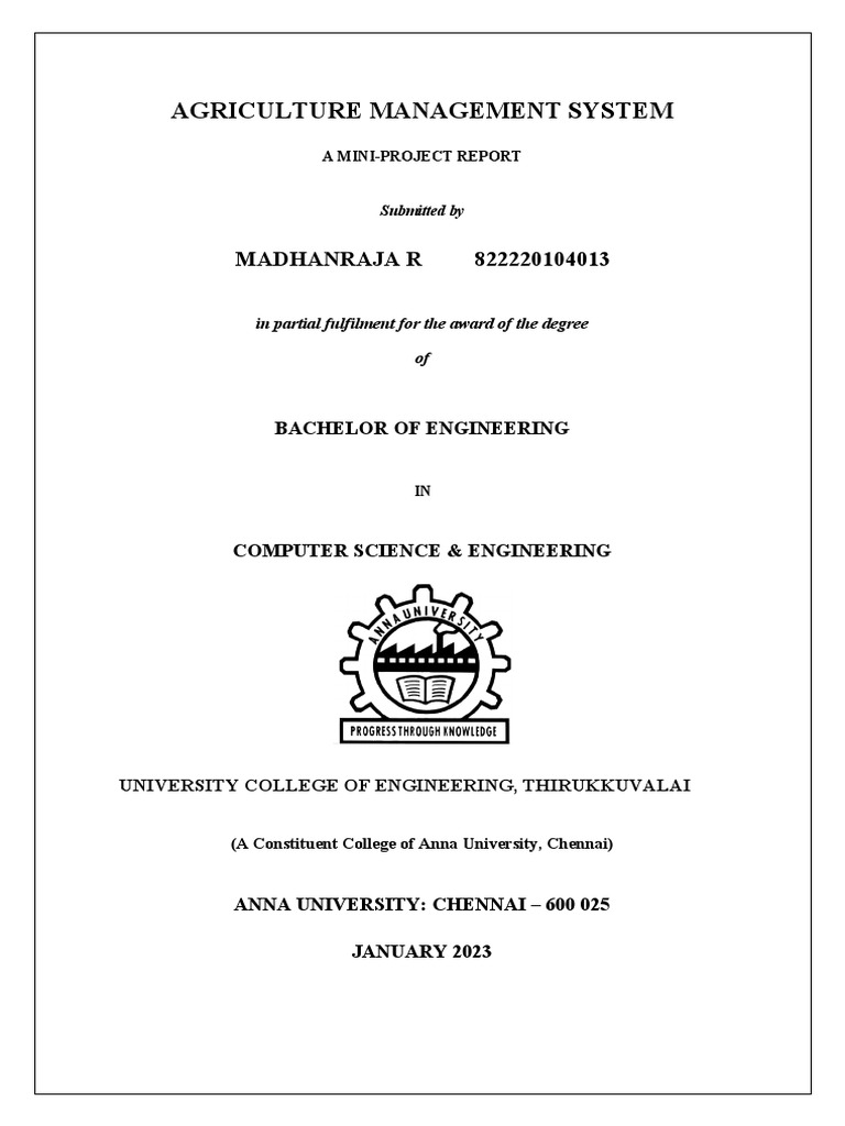 AGRICULTURE MANAGEMENT SYSTEM_MRR PDF