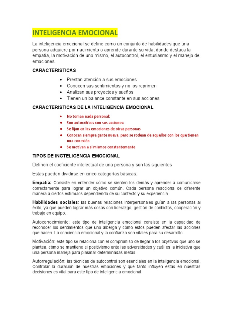 Inteligencia Emocional | PDF | Las emociones | Inteligencia emocional