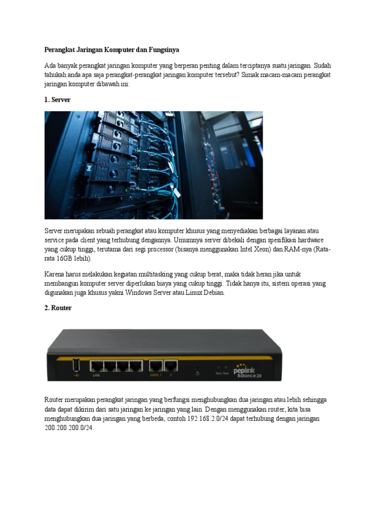 Perangkat Jaringan Komputer Dan Fungsinya Pdf