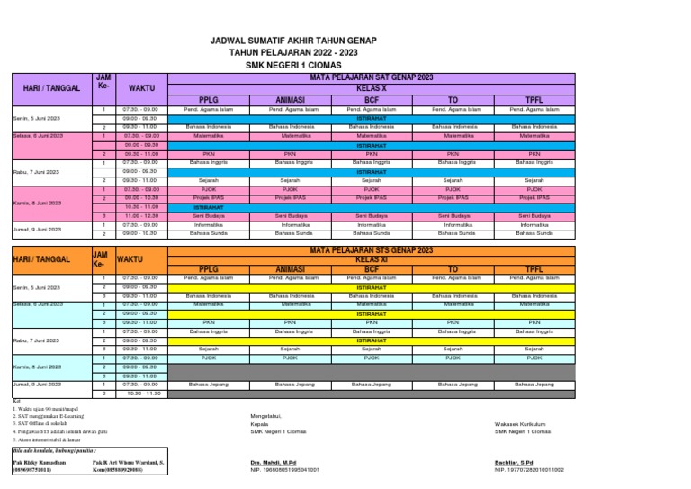 Jadwal SAT 2023 revisi 1 | PDF