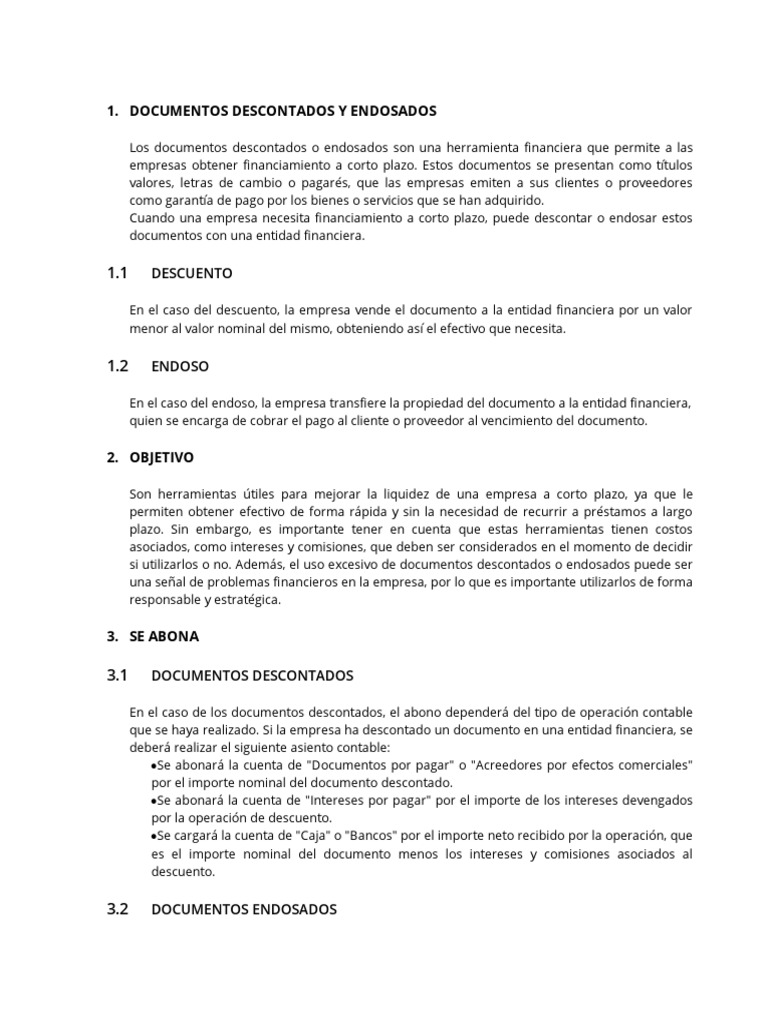 Documentos Descontados y Endosados | PDF | Contabilidad | Bancos
