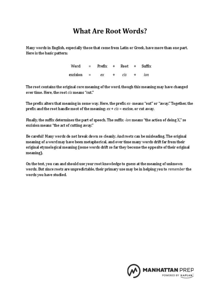 GRE Root Word List PDF