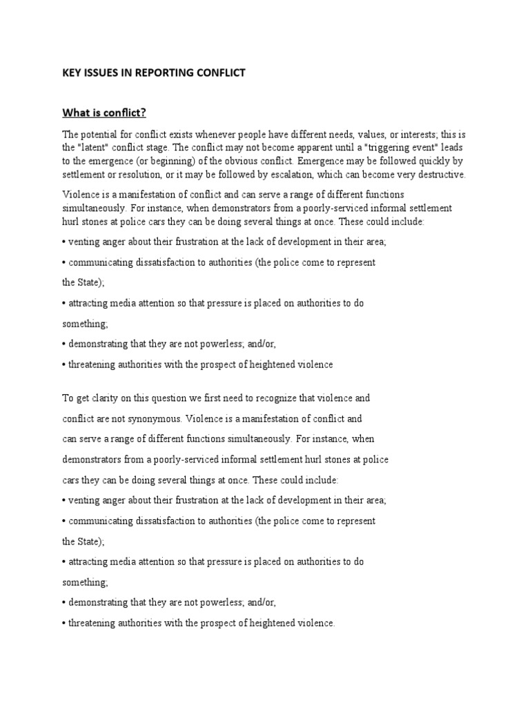 Understanding Conflict and Its Reporting | PDF