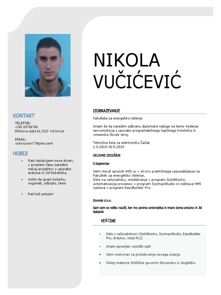 CV Nikola Vučićević | PDF
