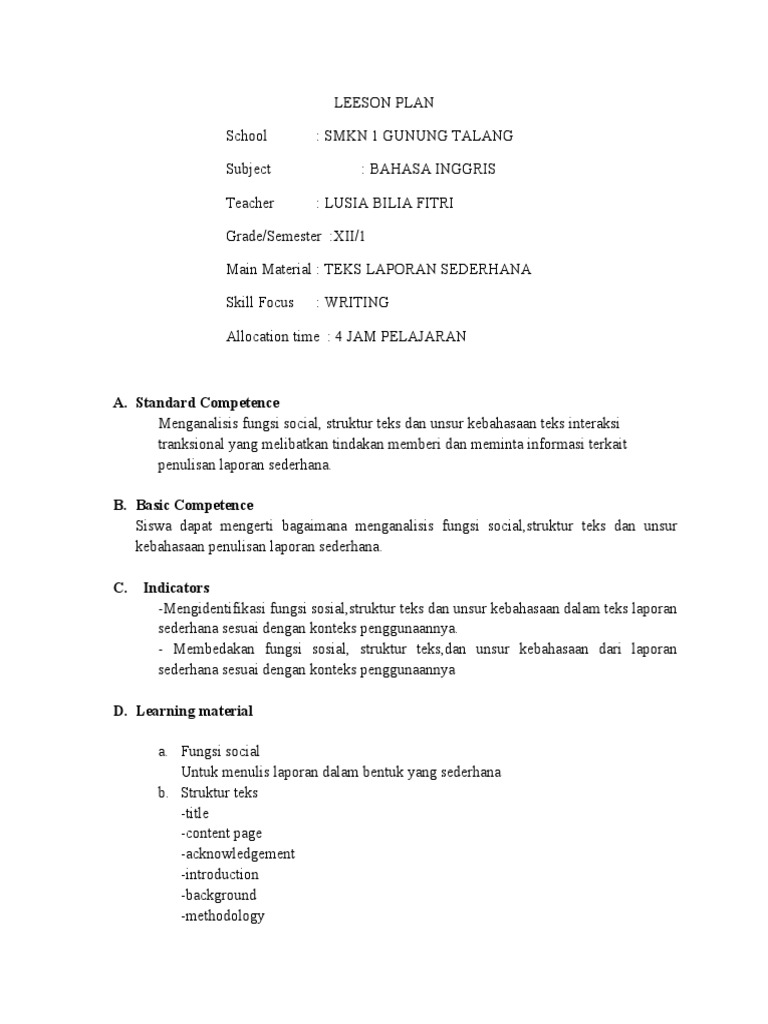 LEESON PLAN SMK | PDF