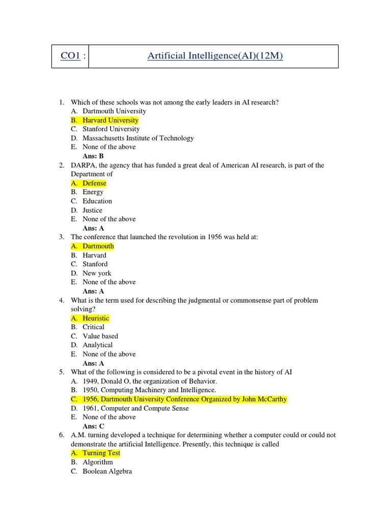 ETI Notes For 1st Unit AI (Artificial Intelligence) | PDF | Artificial ...