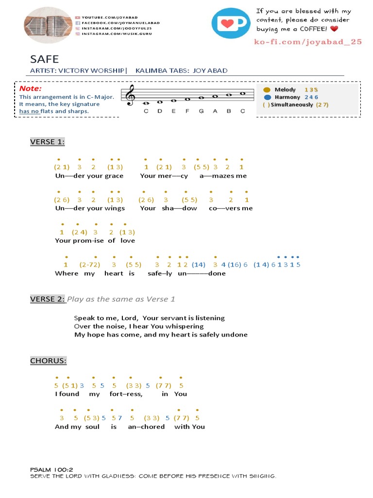 Safe Victory Worship Kalimba Tabs Pdf