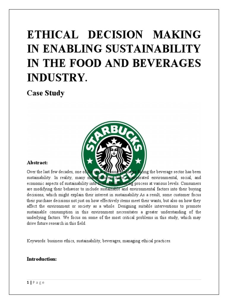 Starbucks Final Draft Pdf Sustainability Starbucks