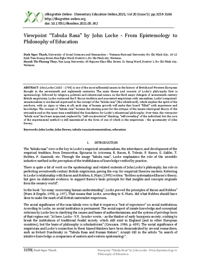 Locke's Tabula Rasa in Education | PDF | Empiricism | Idea