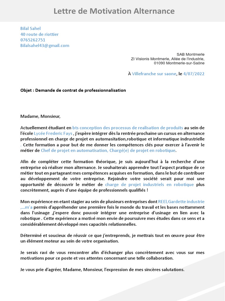 14 Lettre de Motivation Alternance PDF — free download