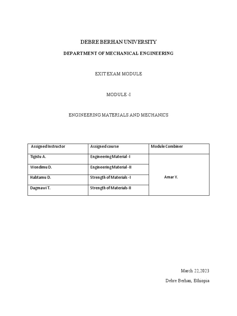 Module-1 Engineering Material and Mechanics Module | PDF