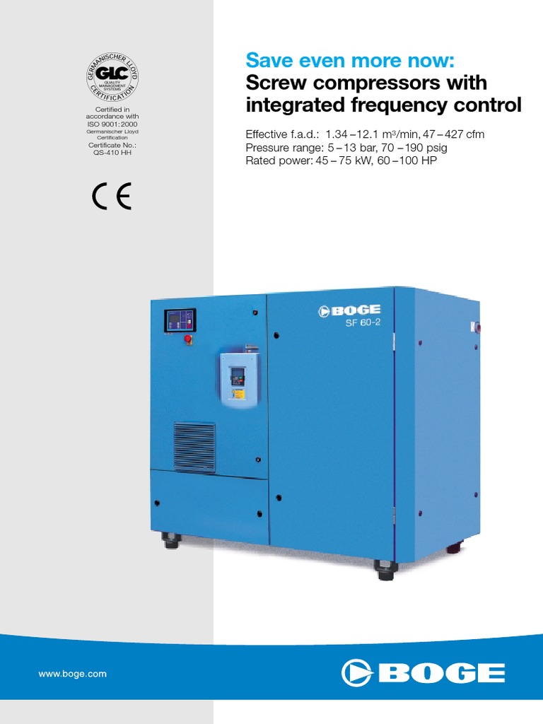 SF Series Screw Compressors Overview | PDF | Equipment | Electrical ...