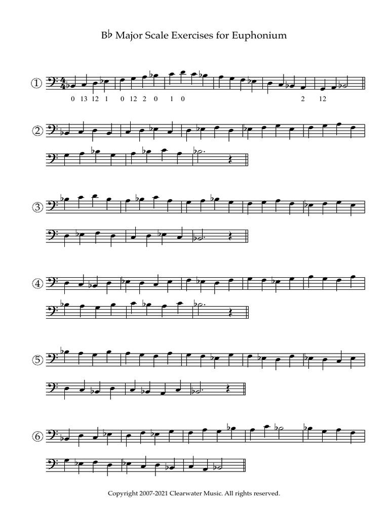 BB Major Scale Exercises For Euphonium PDF