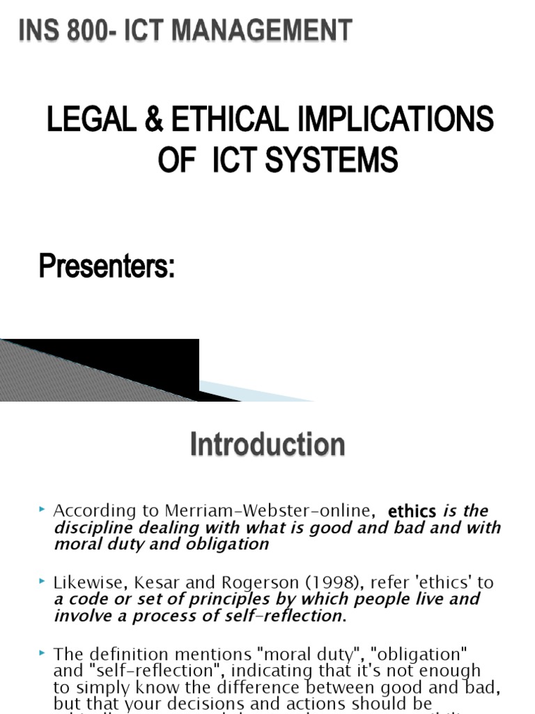 Legal and Ethical Issues in ICT | PDF