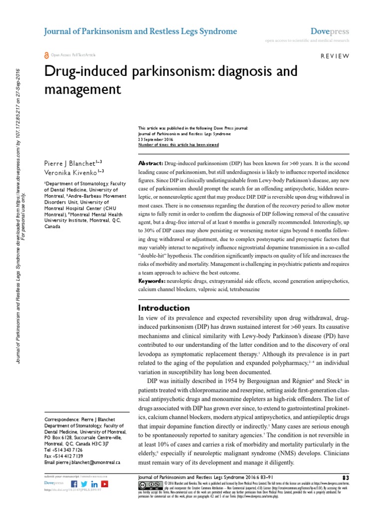 Drug Induced Parkinsonism Medications