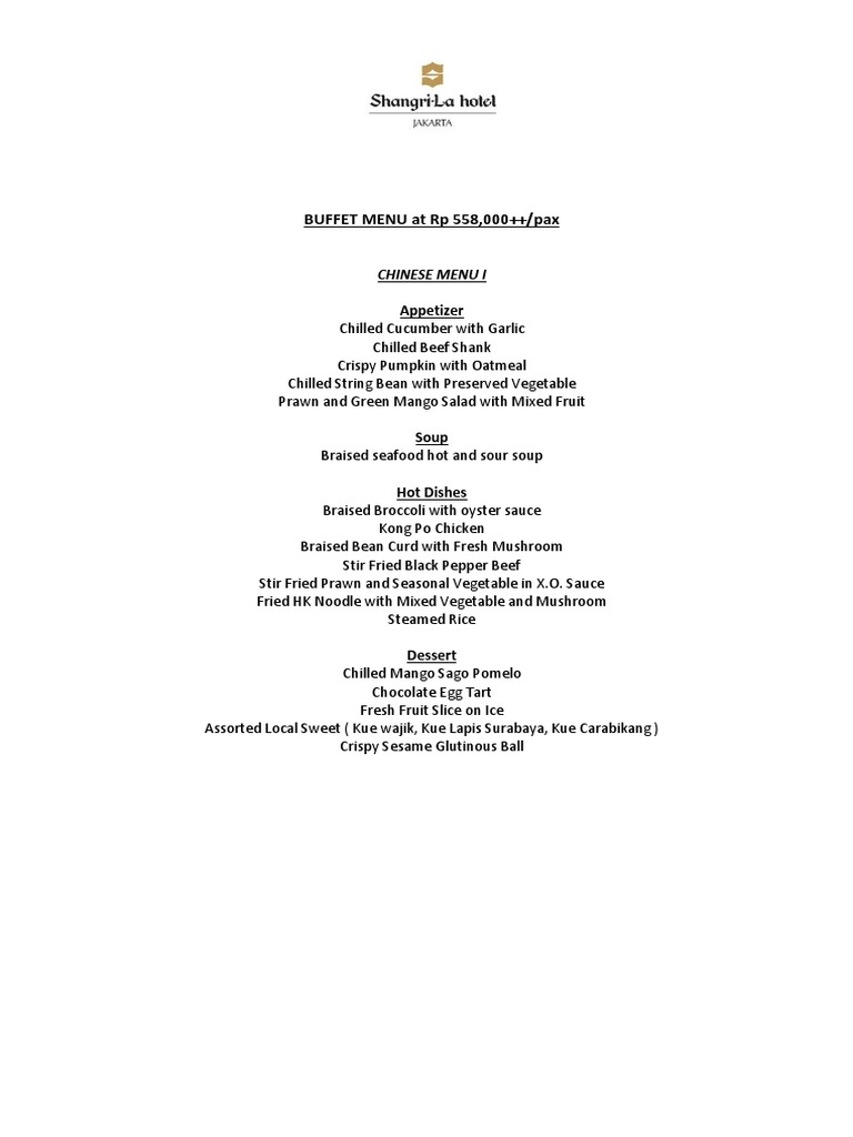 Buffet Menu | PDF
